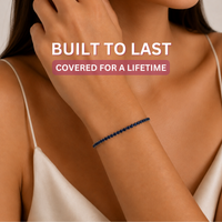 KISPER Tennis Bracelets for Women Sapphire Blue 2mm 14K Gold Plated CZ
