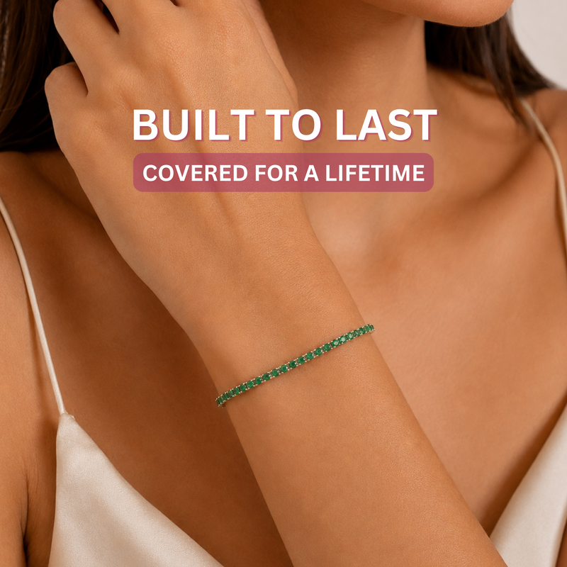 KISPER Tennis Bracelets for Women Emerald Green 2mm 14K Gold Plated CZ