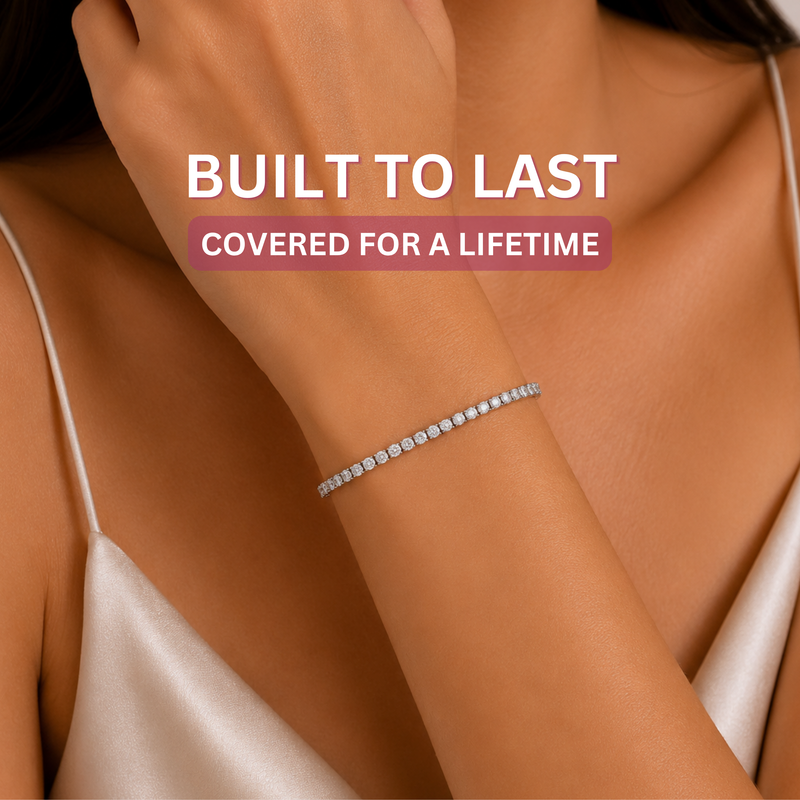 KISPER Tennis Bracelets for Women Clear White 2mm 14K Gold Plated CZ
