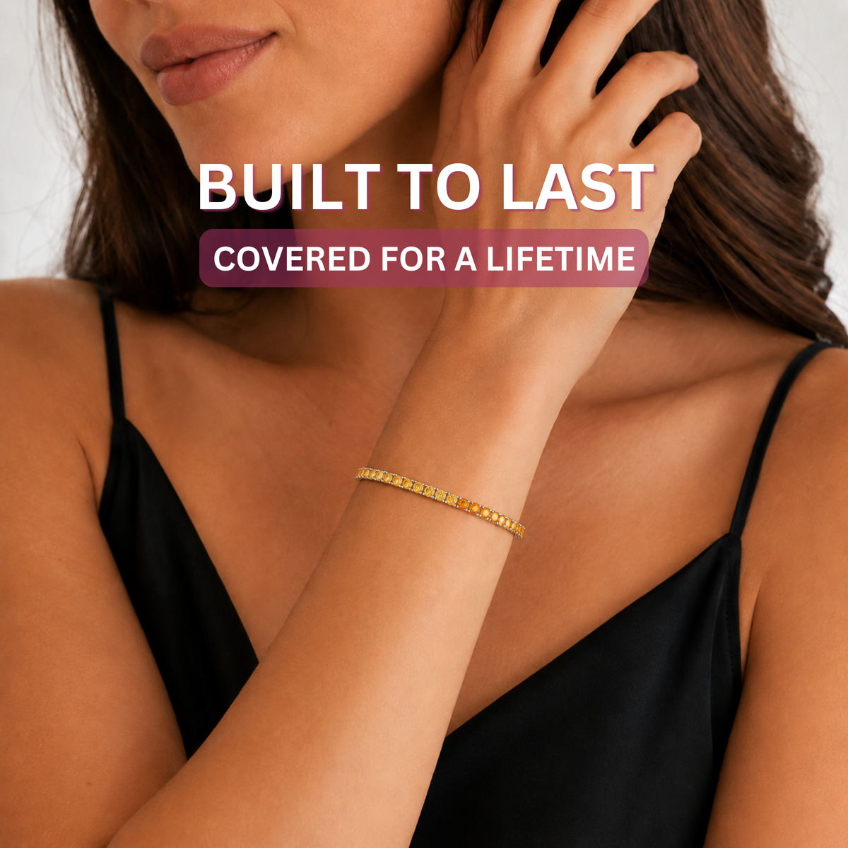 KISPER White Gold Tennis Bracelets for Women Yellow CZ Gradient Ombre