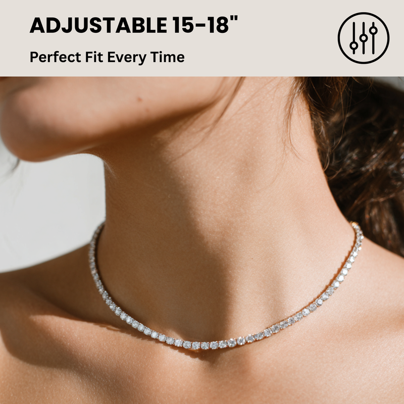 KISPER Tennis Necklaces for Women 14K White & Yellow Gold Plated CZ Choker - 3mm