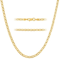 KISPER 18k Gold 925 Sterling Silver Italian 3mm Mariner Chain Necklace w/ Lobster Clasp