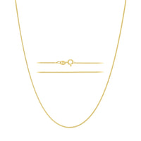 18K Gold Plated Sterling Silver Box Chain Necklace, 1mm