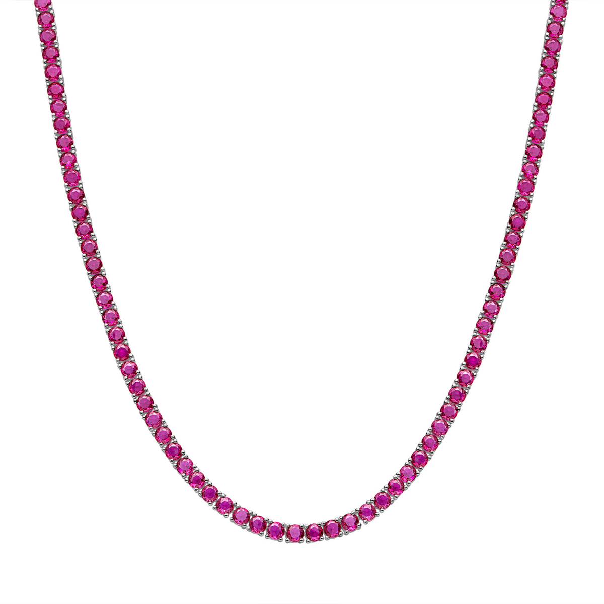 KISPER Gold Tennis Necklace for Women Colorful CZ Ruby Emerald Sapphire - Ruby Red