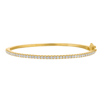 KISPER Bangle Bracelet for Women 2mm Dainty Gold Plated CZ