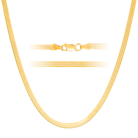 KISPER Gold Herringbone Necklace for Women 3mm Plated 925 Sterling Silver