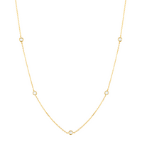 KISPER Station Necklace for Women Bezel Set CZ Plated 925 Sterling Silver