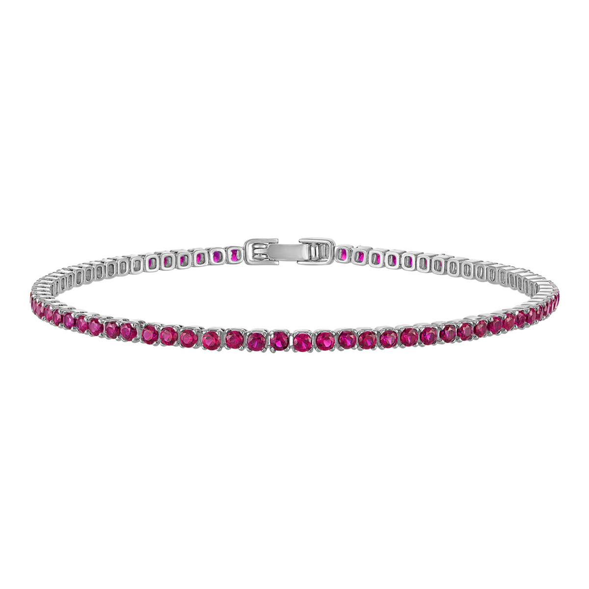 KISPER Tennis Bracelets for Women Ruby Red 2mm 14K Gold Plated CZ