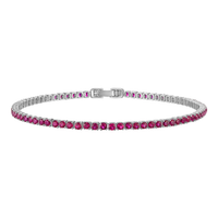 KISPER Tennis Bracelets for Women Ruby Red 2mm 14K Gold Plated CZ