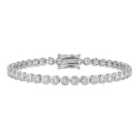 KISPER Tennis Bracelets for Women White Gold Plated 3mm Bezel Set CZ