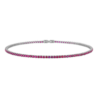KISPER Tennis Anklets for Women Ruby Red 2mm 14K Gold Plated CZ