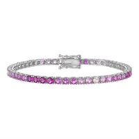 KISPER White Gold Tennis Bracelets for Women Pink CZ Gradient Ombre