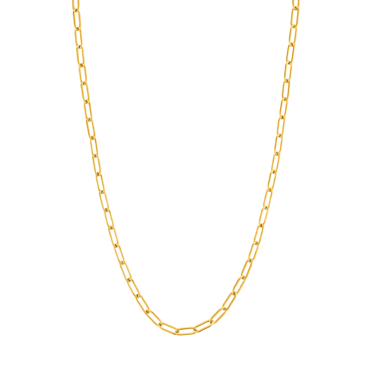 14K Gold Plated Paperclip Chain Necklace, 4mm x 10mm Links