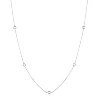 KISPER Station Necklace for Women Bezel Set CZ Plated 925 Sterling Silver