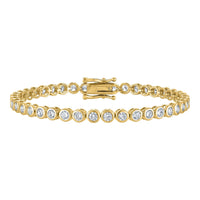 KISPER Tennis Bracelets for Women Gold Plated 3mm Bezel Set CZ