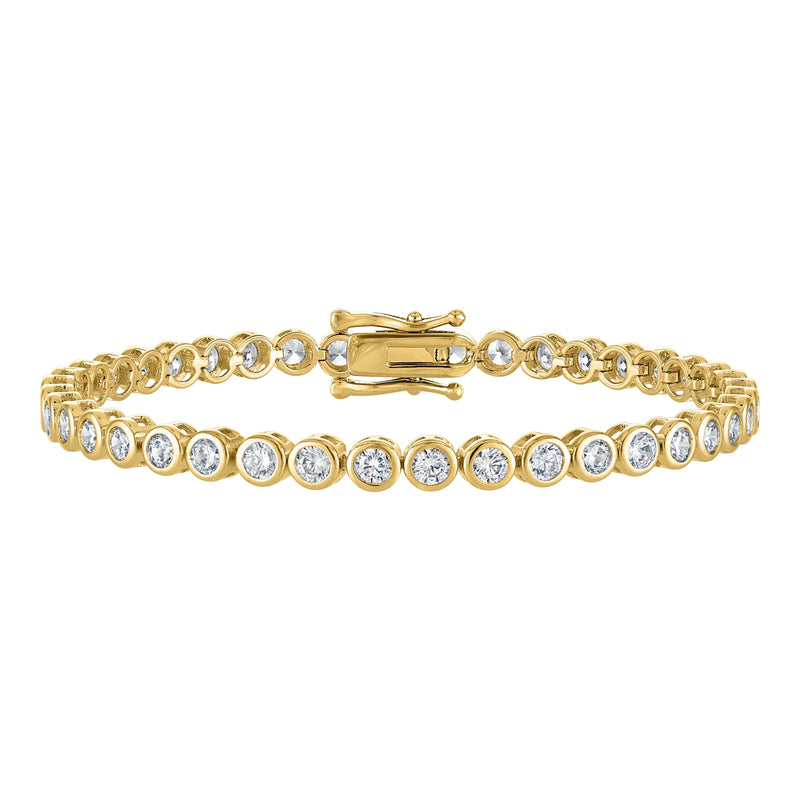 KISPER Tennis Bracelets for Women Gold Plated 3mm Bezel Set CZ