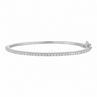 KISPER Bangle Bracelet for Women 2mm Dainty White Gold Plated CZ