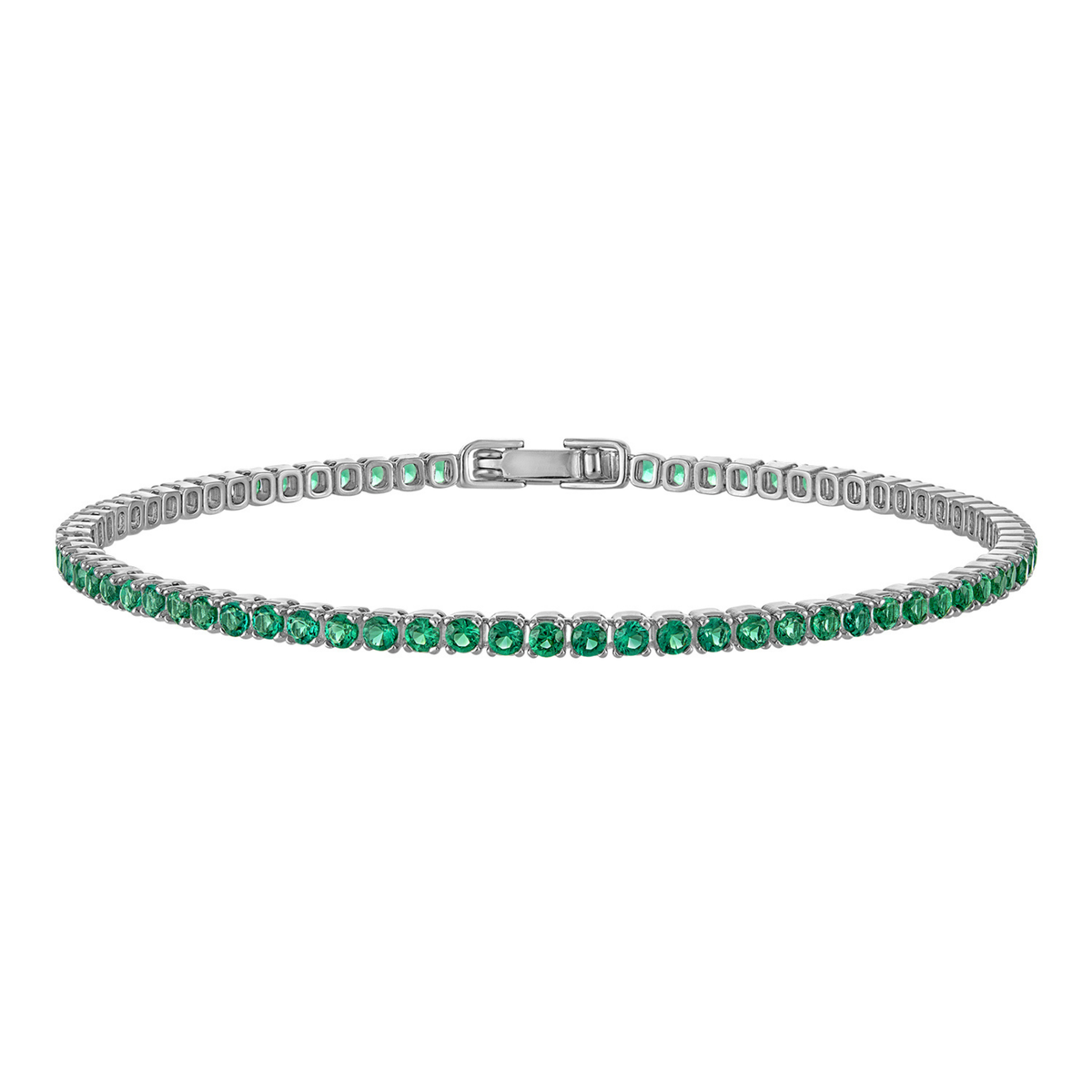 KISPER Tennis Bracelets for Women Emerald Green 2mm 14K Gold Plated CZ