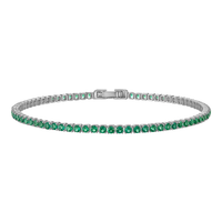 KISPER Tennis Bracelets for Women Emerald Green 2mm 14K Gold Plated CZ
