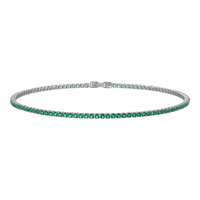 KISPER Tennis Anklets for Women Emerald Green 2mm 14K Gold Plated CZ