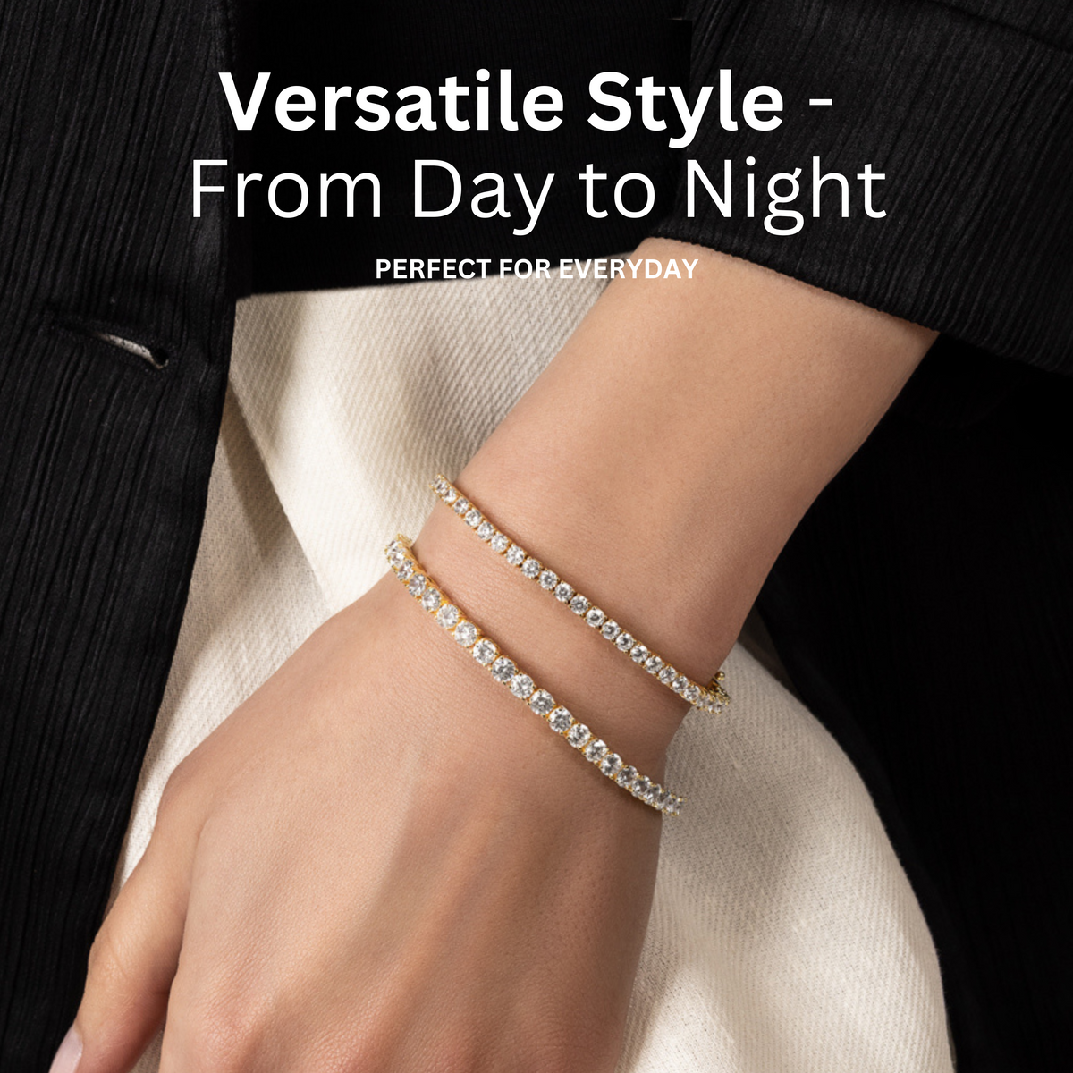 KISPER Tennis Bracelets for Women Gold Plated Round Cut CZ