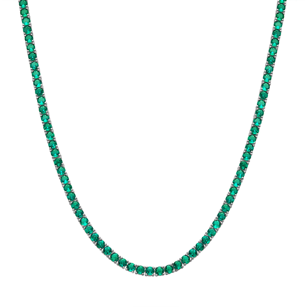 KISPER Gold Tennis Necklace for Women Colorful CZ Ruby Emerald Sapphire - Emerald Green