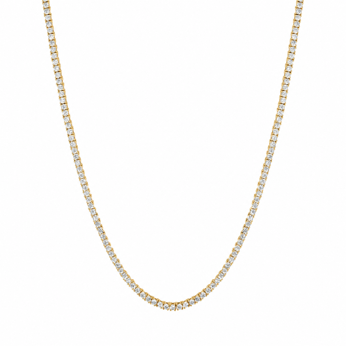 KISPER Tennis Necklaces for Women 14K White & Yellow Gold Plated CZ Choker - 2mm