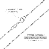 KISPER 1.5mm Stainless Steel Silver Cable Chain Necklace w/ Spring Ring Clasp