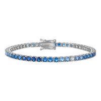 KISPER White Gold Tennis Bracelets for Women Blue CZ Gradient Ombre