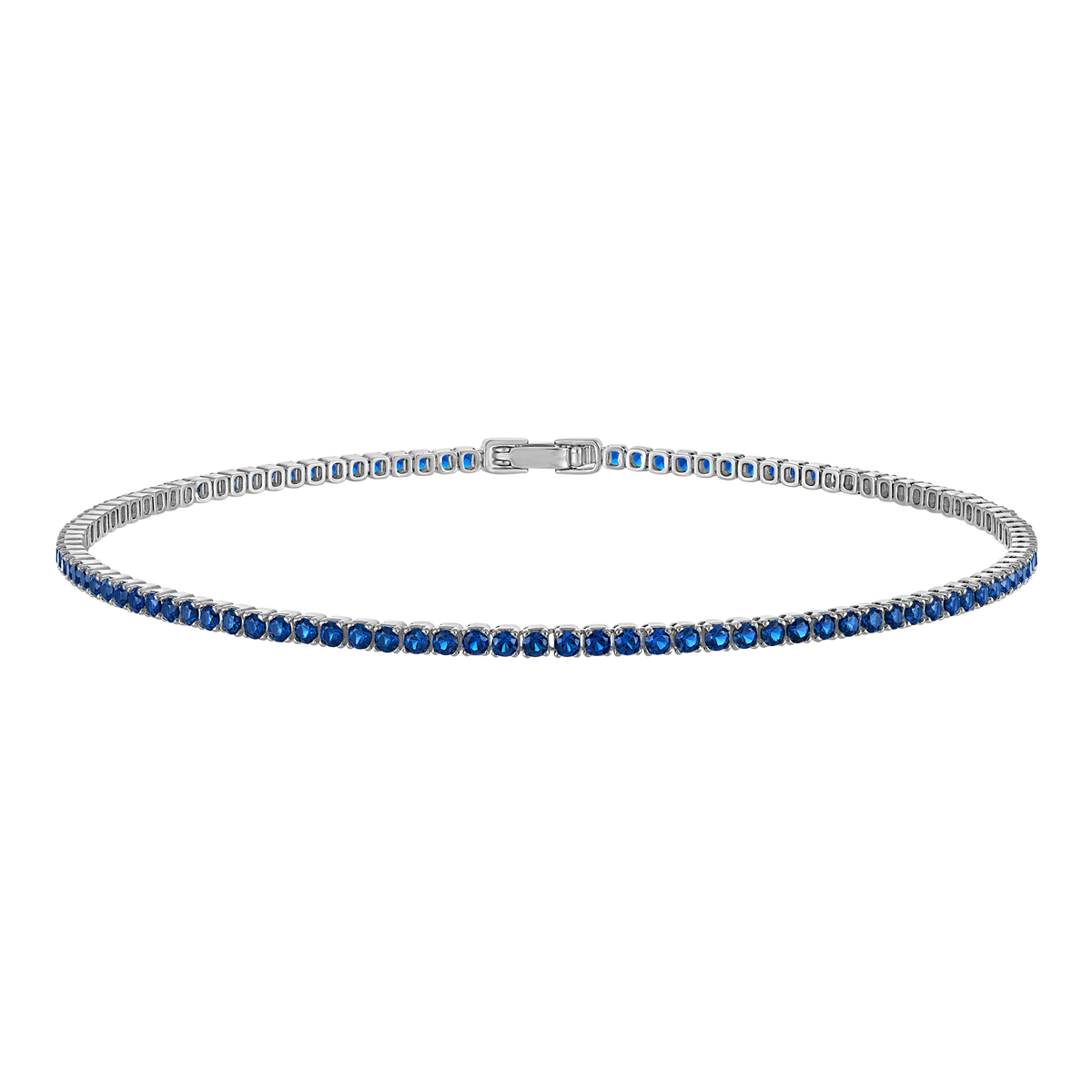 KISPER Tennis Anklets for Women Sapphire Blue 2mm 14K Gold Plated CZ