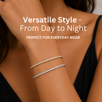 KISPER Bangle Bracelet for Women 2mm Dainty White Gold Plated CZ