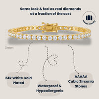 KISPER Tennis Bracelets for Women Gold Plated Round Cut CZ