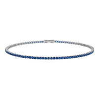 KISPER Tennis Anklets for Women Sapphire Blue 2mm 14K Gold Plated CZ
