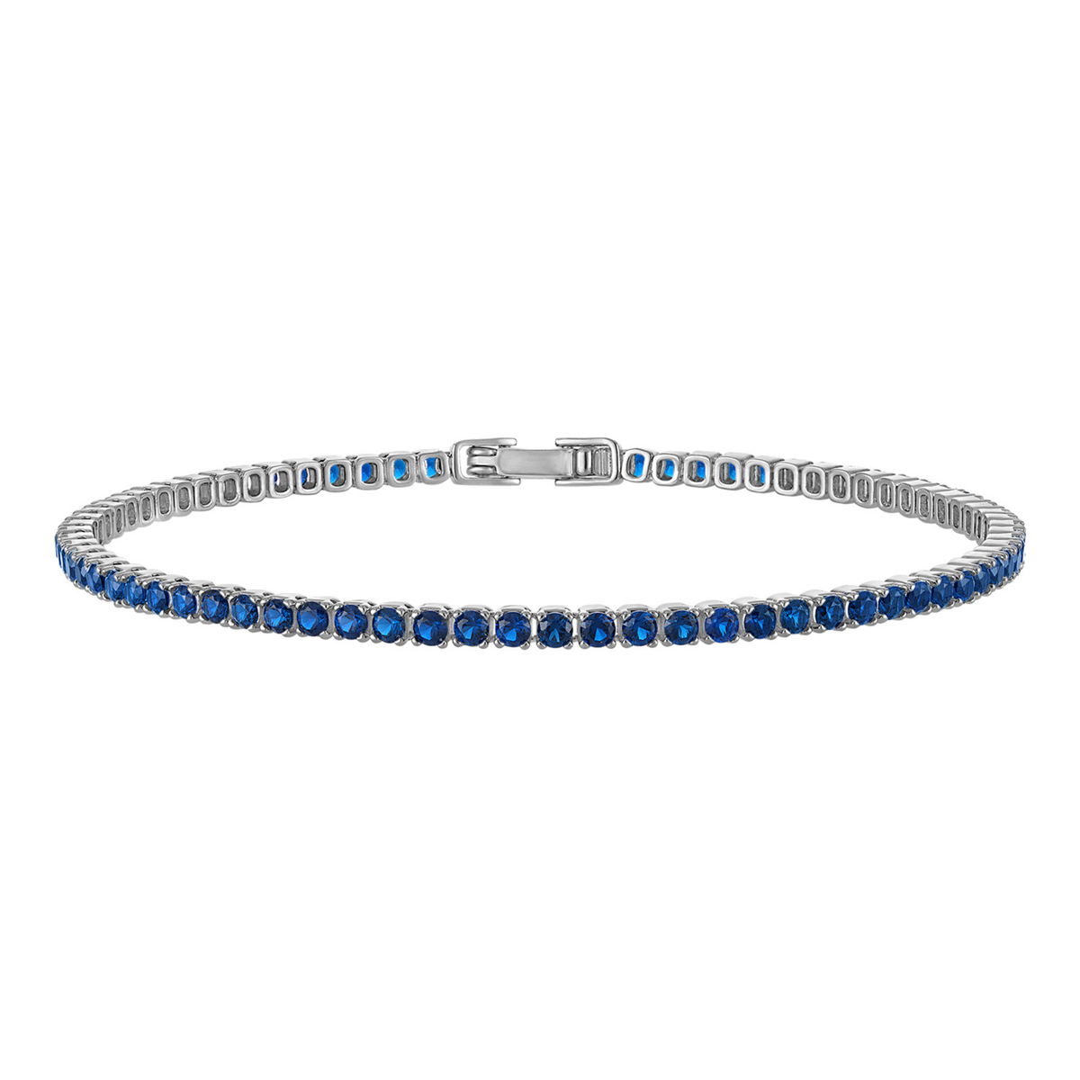 KISPER Tennis Bracelets for Women Sapphire Blue 2mm 14K Gold Plated CZ