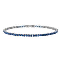 KISPER Tennis Bracelets for Women Sapphire Blue 2mm 14K Gold Plated CZ