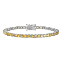 KISPER White Gold Tennis Bracelets for Women Yellow CZ Gradient Ombre
