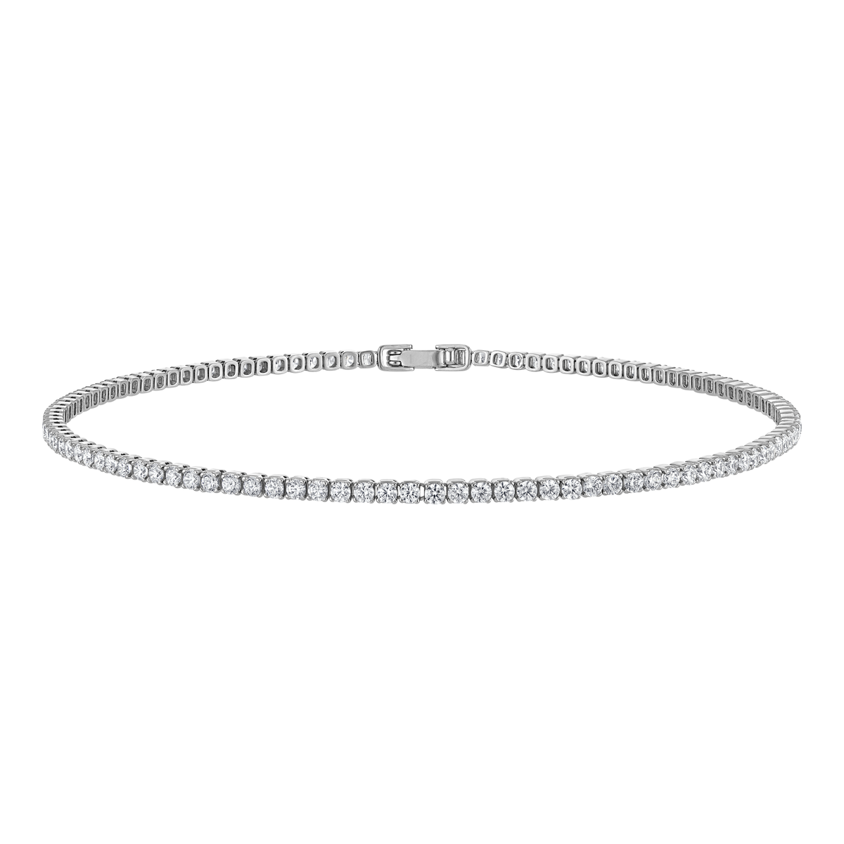 KISPER Tennis Anklets for Women Clear White 2mm 14K Gold Plated CZ