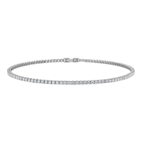 KISPER Tennis Anklets for Women Clear White 2mm 14K Gold Plated CZ