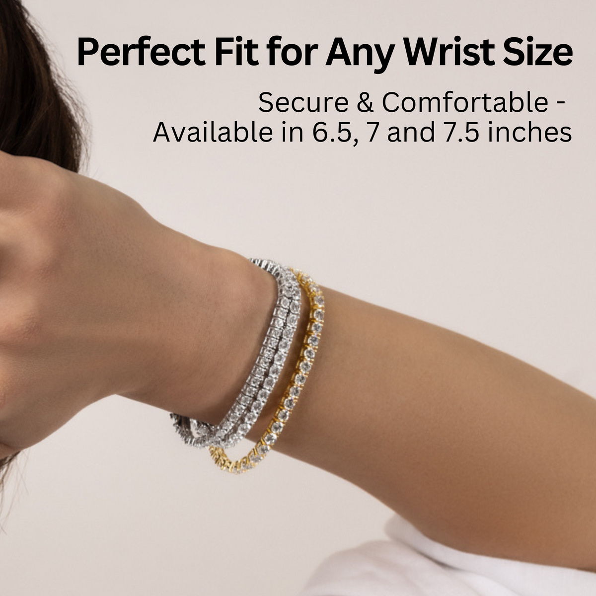 KISPER Tennis Bracelets for Women Gold Plated Round Cut CZ