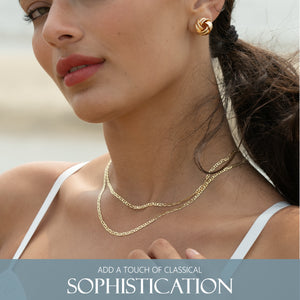 KISPER 18k Gold 925 Sterling Silver Italian 3mm Mariner Chain Necklace w/ Lobster Clasp