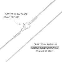 KISPER 1mm Stainless Steel Silver Snake Chain Necklace with Lobster Clasp