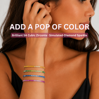 KISPER White Gold Tennis Bracelets for Women Blue CZ Gradient Ombre