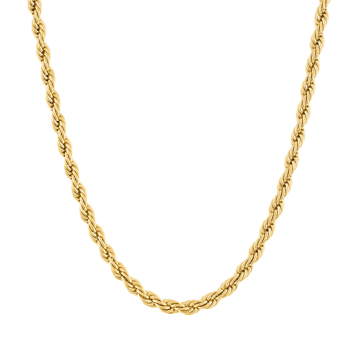 KISPER 18k Gold Rope Chain Necklace – 18k Gold Plated Stainless Steel