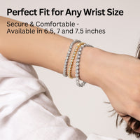 KISPER Tennis Bracelets for Women White Gold Plated 3mm Bezel Set CZ