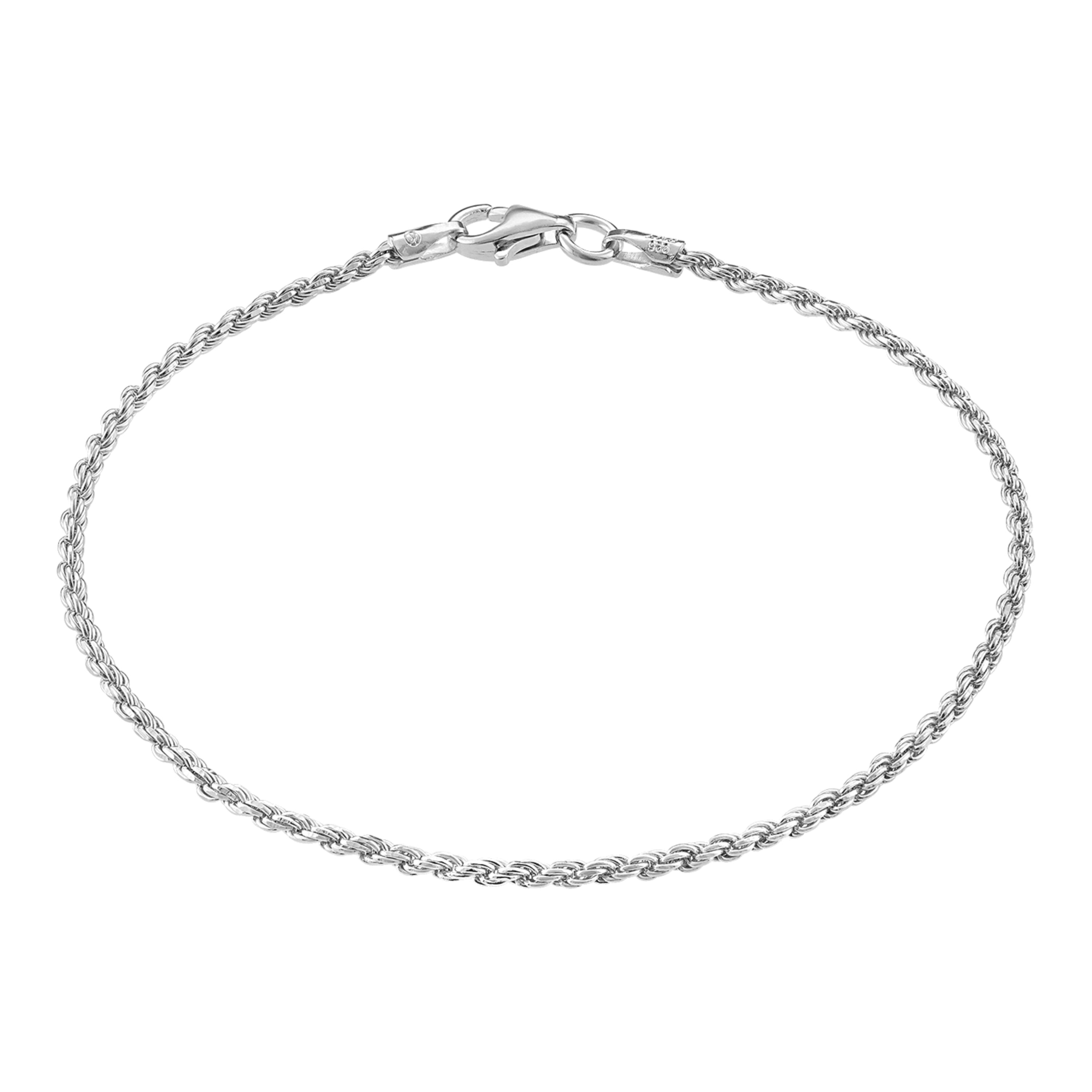 Sterling Silver Rope Chain Bracelet, 1.5mm | KISPER
