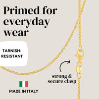 KISPER 18K Gold 925 Sterling Silver 1.6mm Cable Chain Necklace w/ Lobster Clasp