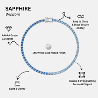 KISPER White Gold Tennis Bracelets for Women Blue CZ Gradient Ombre