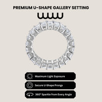 KISPER Oval CZ Eternity Band Rings for Women White Gold Plated Stackable