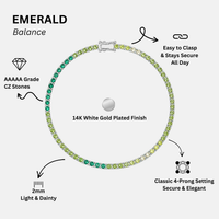 KISPER White Gold Tennis Bracelets for Women Green CZ Gradient Ombre
