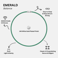 KISPER Tennis Anklets for Women Emerald Green 2mm 14K Gold Plated CZ